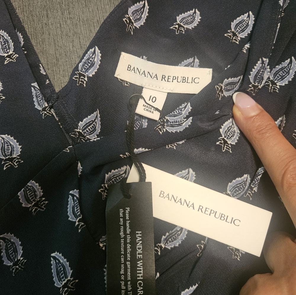 Banana Republic Navy Patterned Midi Dress - Picture 5 of 5
